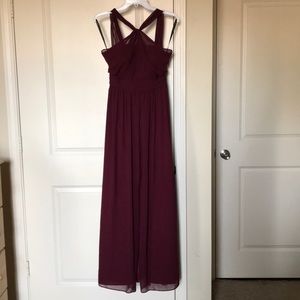 Gown with twist front straps